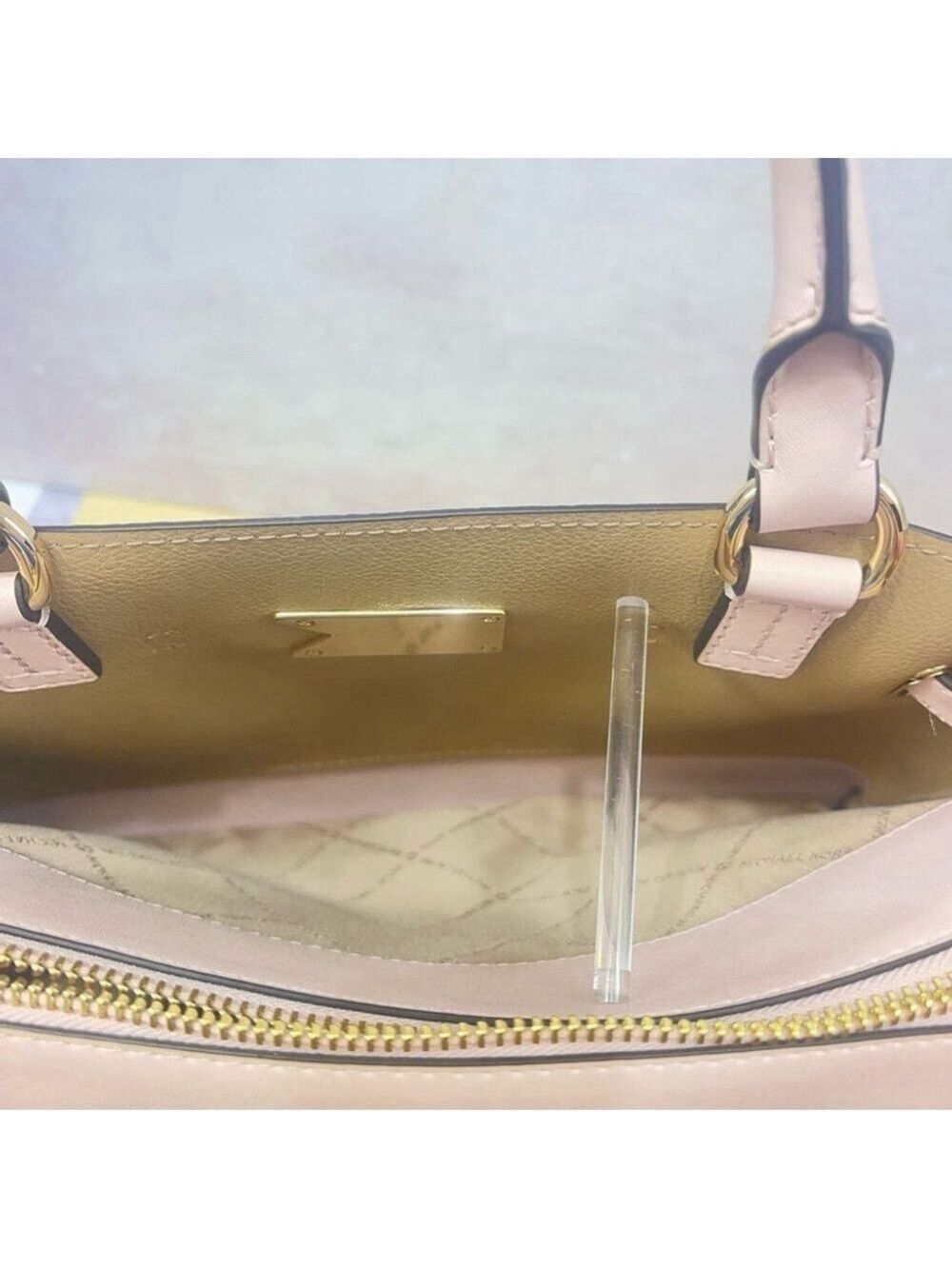 Michael Kors Reed Large CZ Belted Satchel & Matching Wallet Powder Blush Pink - Picture 8 of 14